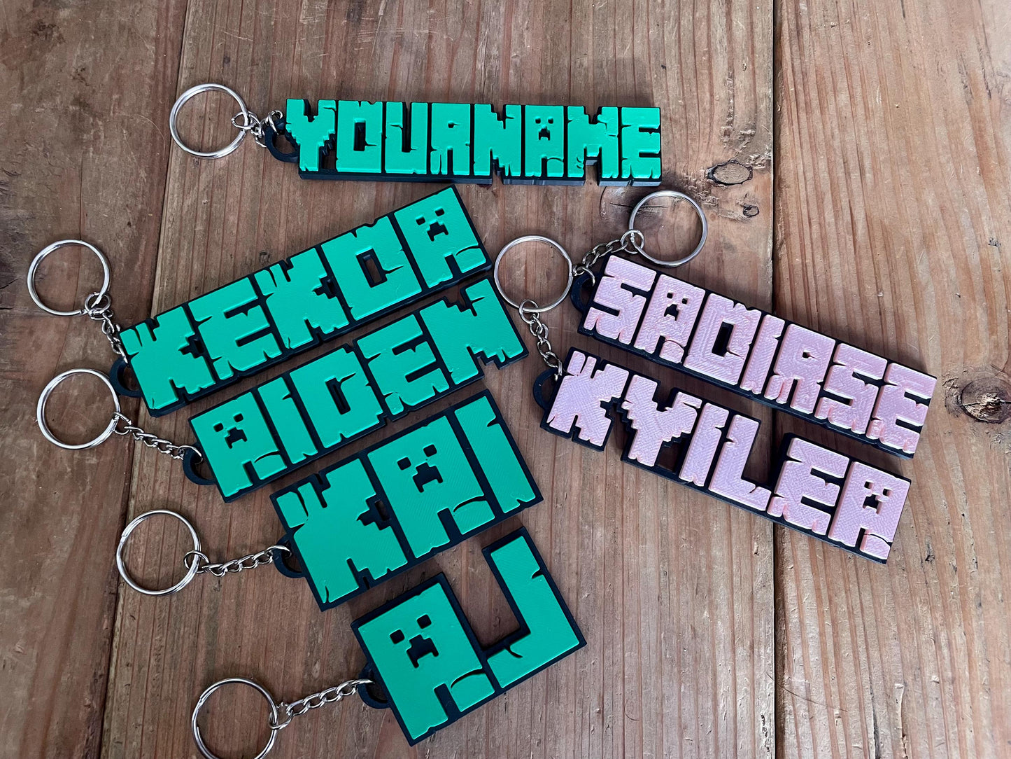Personalized Minecraft Inspired 3D Keychain | Custom Keyring | Customized Name | Backpack | Xbox | Ps5 | Nintendo Switch Gamer