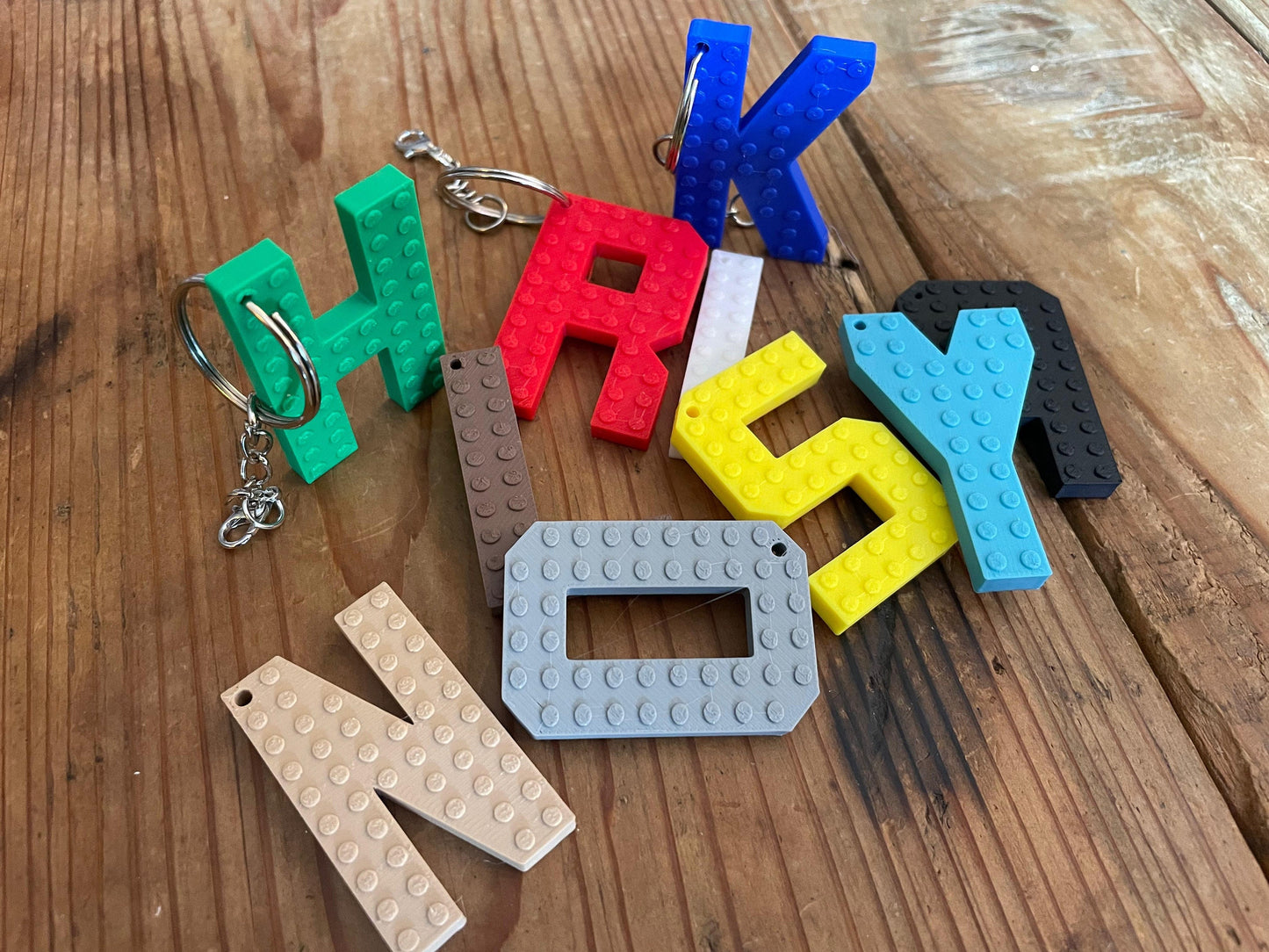 Customizable Building Block Letter Keychains - Small Brick Letters