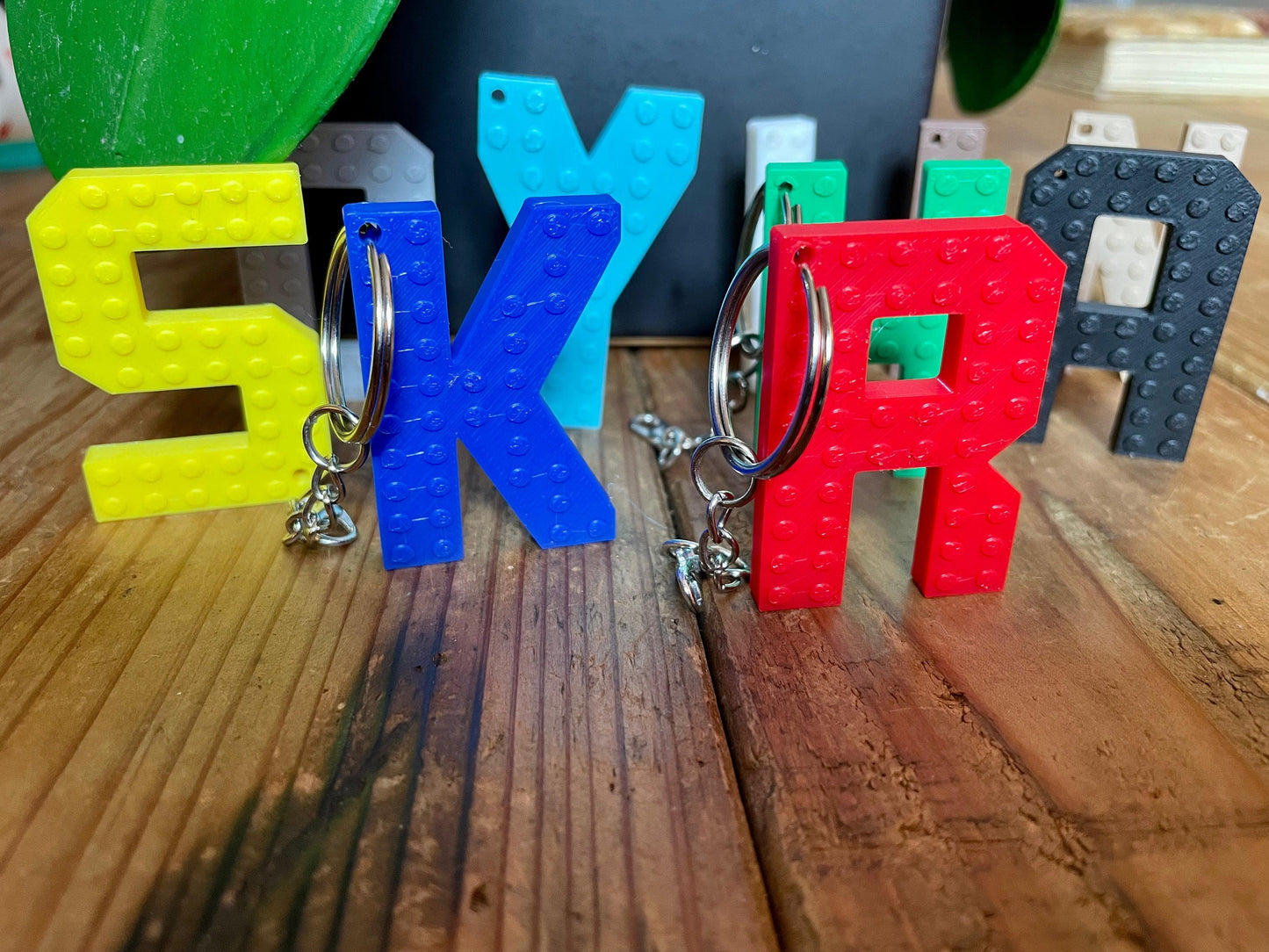 Customizable Building Block Letter Keychains - Small Brick Letters