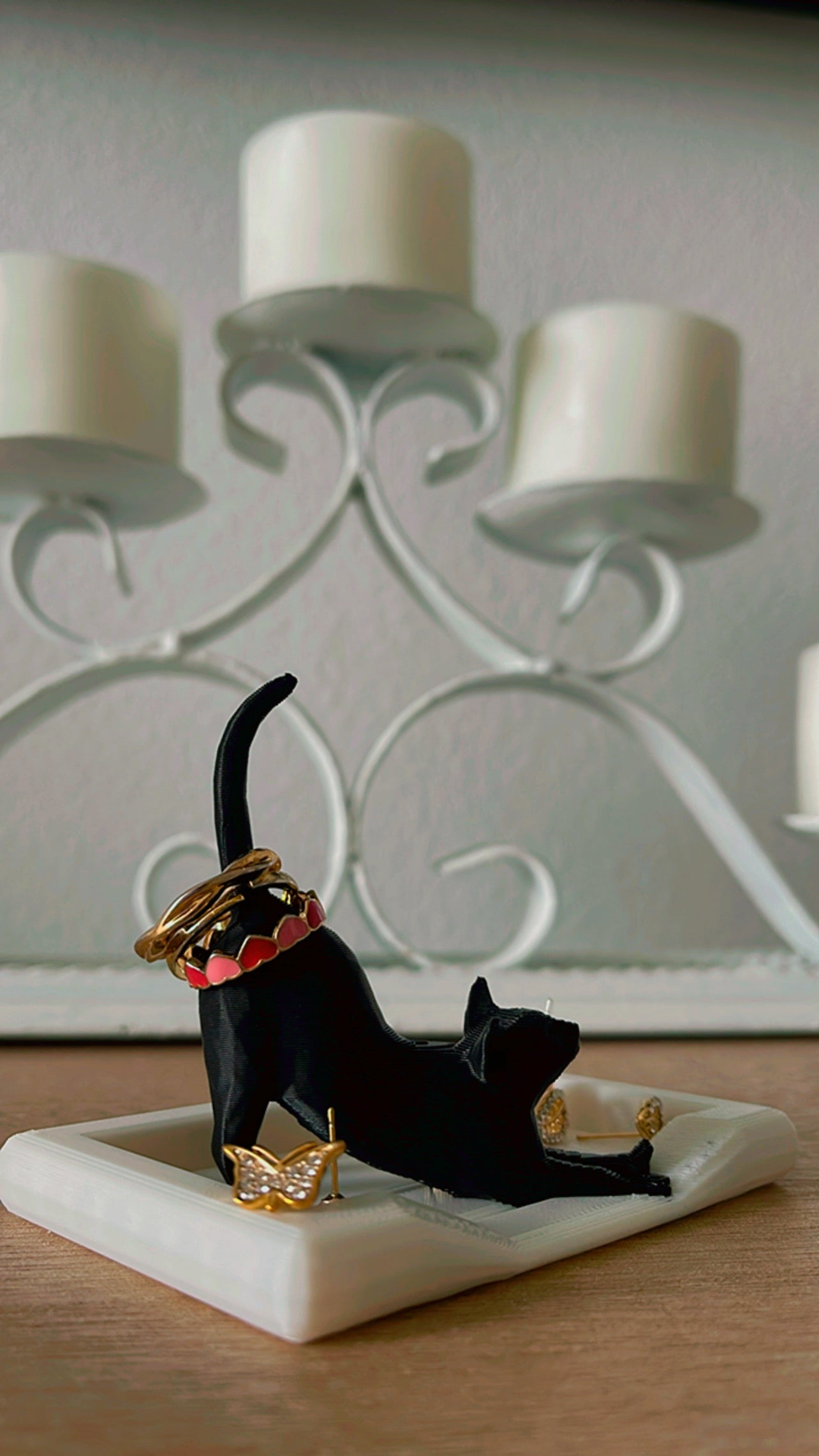 Cat Ring Holder with Cat Bed Ring Dish(Small Or Large)