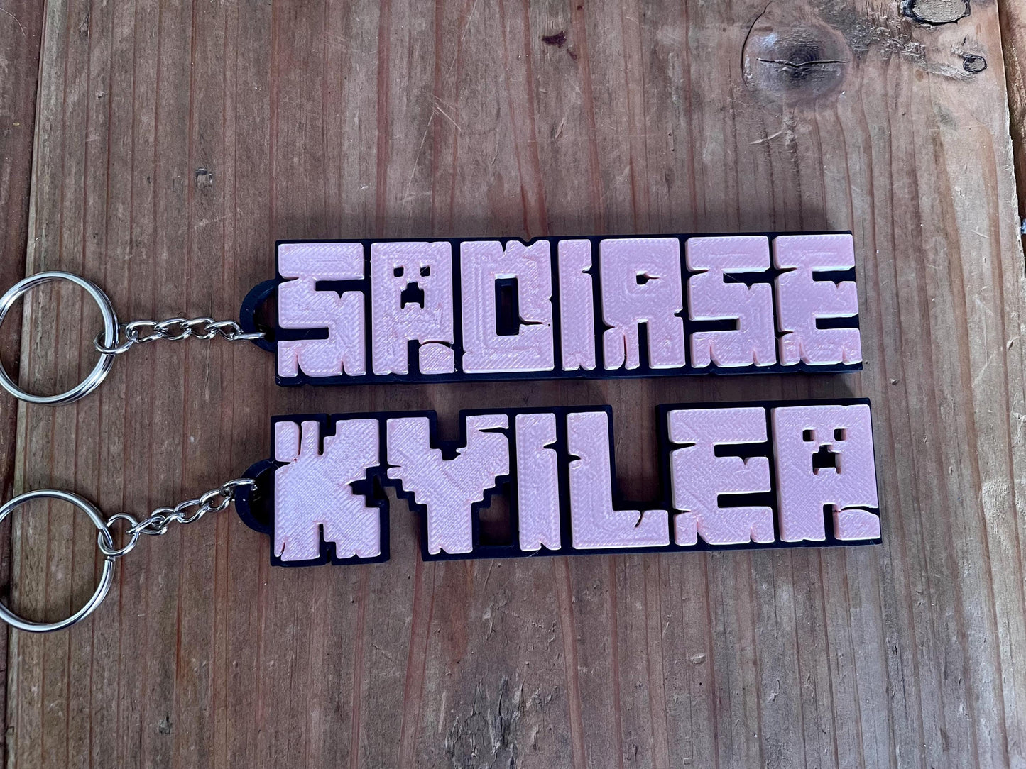 Personalized Minecraft Inspired 3D Keychain | Custom Keyring | Customized Name | Backpack | Xbox | Ps5 | Nintendo Switch Gamer
