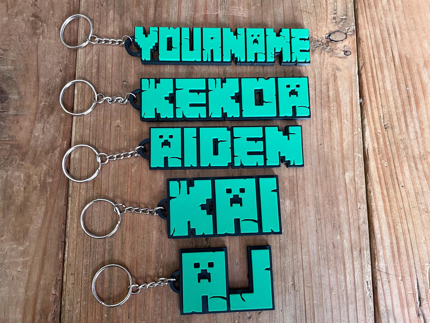 Personalized Minecraft Inspired 3D Keychain | Custom Keyring | Customized Name | Backpack | Xbox | Ps5 | Nintendo Switch Gamer