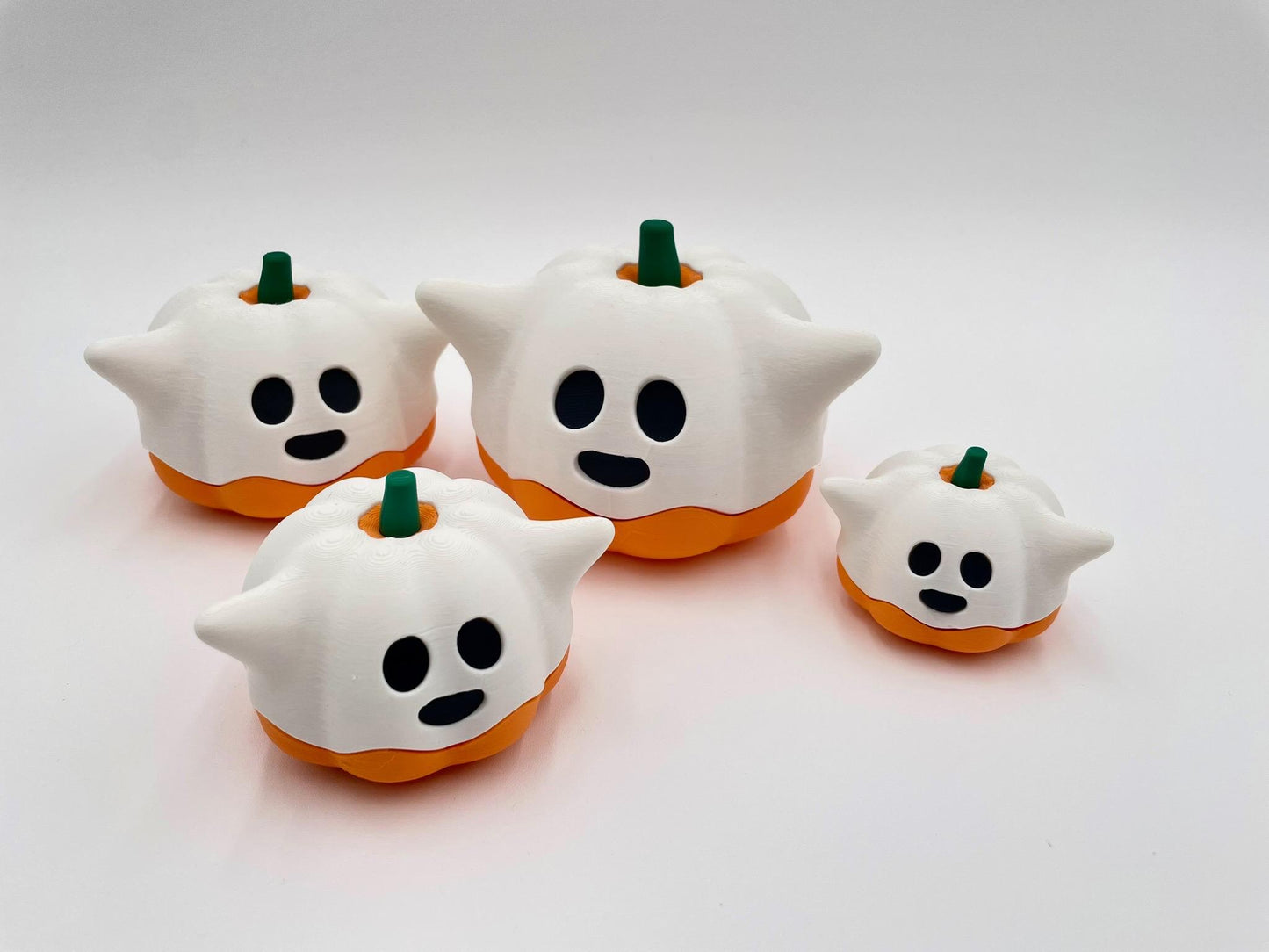 3D Printed Ghost Pumpkin Figurine | Halloween PLA Decor