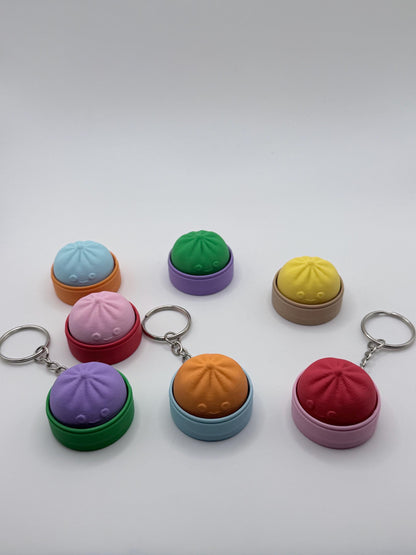 Dumpling Clicker Keychain, Cute 3D Printed Fidget Toy, Kawaii Stress Relief Keychain, Party Favor, Classroom Prize, Bulk Gift