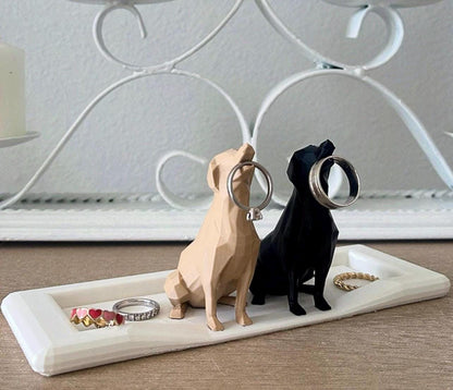 Couple Dog Ring Holder Set | His & Hers Engagement Gift