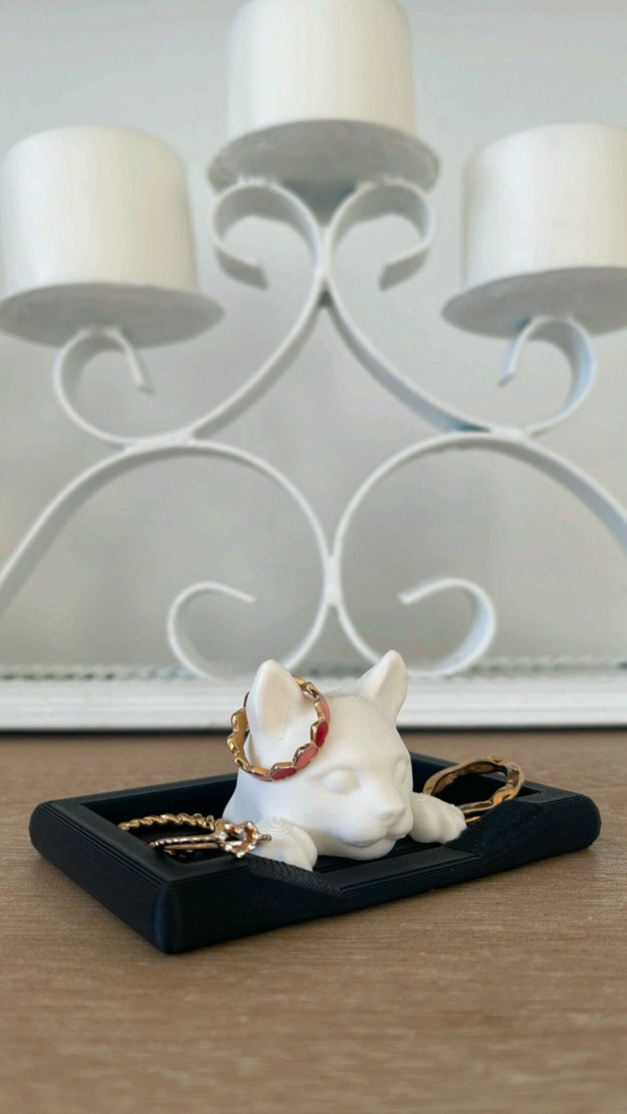 3D Printed Cat Ring Holder | Customizable Jewelry Dish