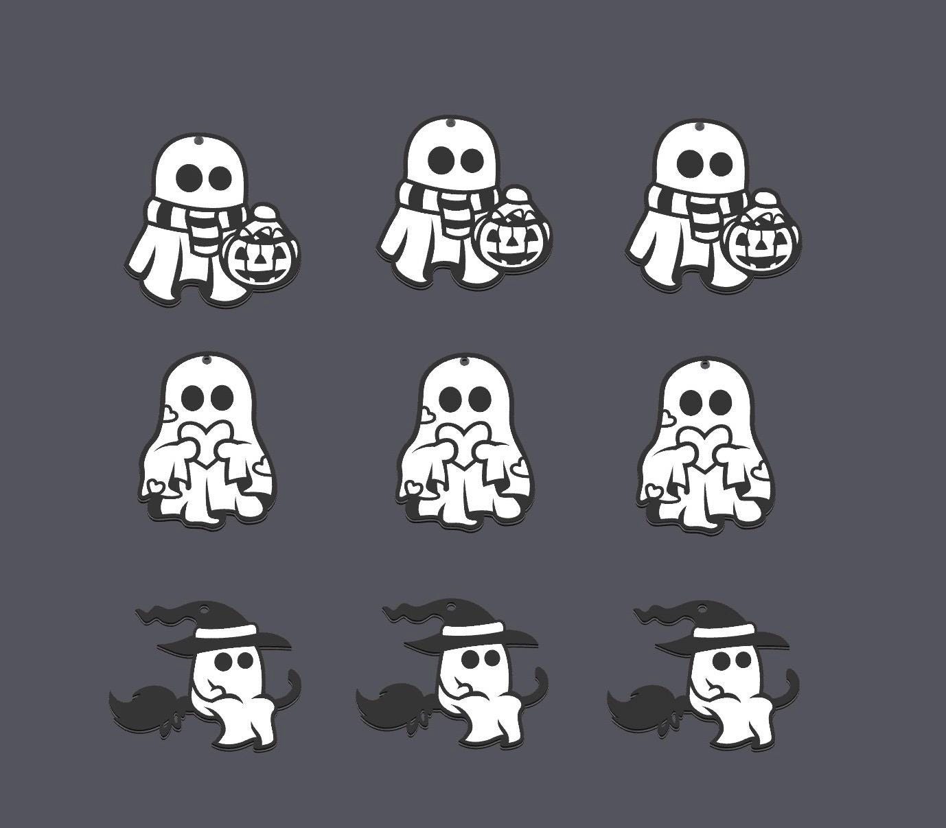 Halloween Ghost Keychain Collection – Set of 13 Spooky Designs