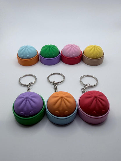 Dumpling Clicker Keychain, Cute 3D Printed Fidget Toy, Kawaii Stress Relief Keychain, Party Favor, Classroom Prize, Bulk Gift