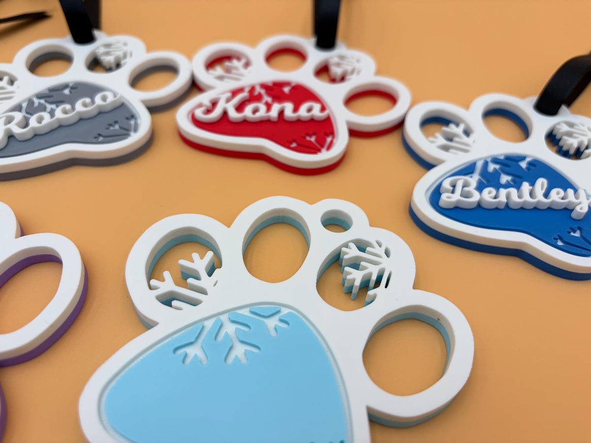 Puppy Paw Ornament | Custom Pet Name Christmas | Personalized Dog Christmas Ornament | Puppy Ornament | Pet Memorial Gift | Dog Lover Decor