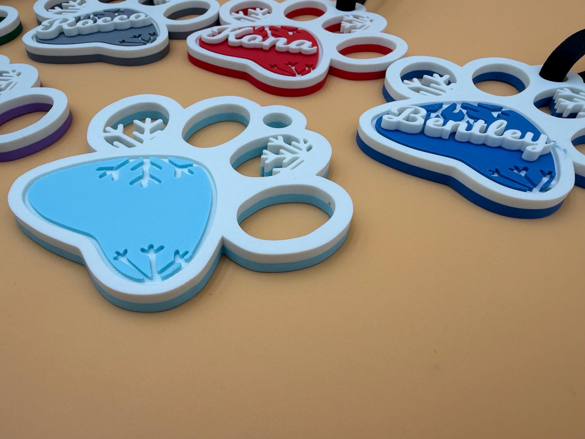 Puppy Paw Ornament | Custom Pet Name Christmas | Personalized Dog Christmas Ornament | Puppy Ornament | Pet Memorial Gift | Dog Lover Decor