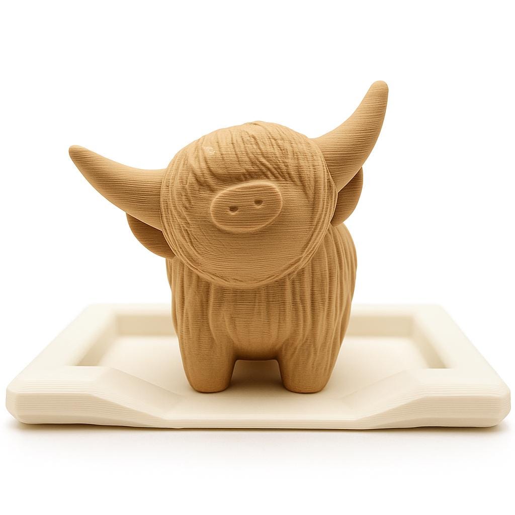 Highland Cow Ring Holder – 3D Printed Farmhouse Jewelry Dish