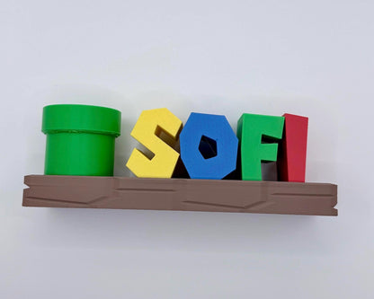 Personalized Gamer Name Shelf with Pencil Holder