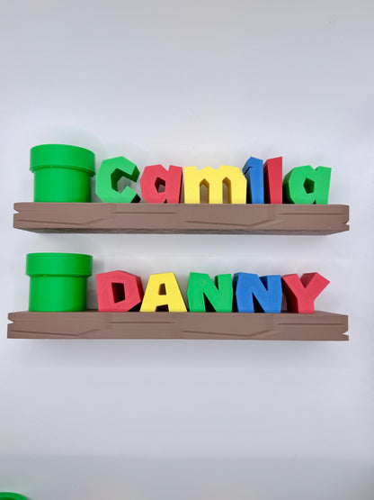 Personalized Gamer Name Shelf with Pencil Holder