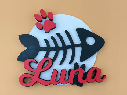 Personalized Cat Sign | Custom Name Sign | Cat Sign | Fish Sign | Wall Decor | Personalized Sign | Pet Gifts | Gift | Mom | Kitten | Catio