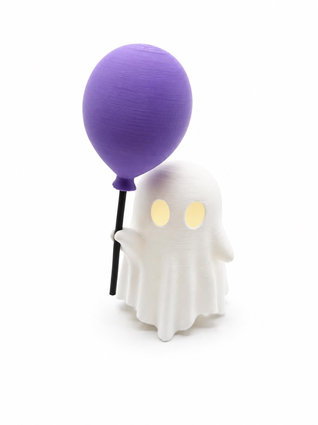 Ghost LED Tea Light Decor – Cute Halloween Ghost with Balloon, Pumpkin, Skull or Cauldron – Glowing Ghost Decoration