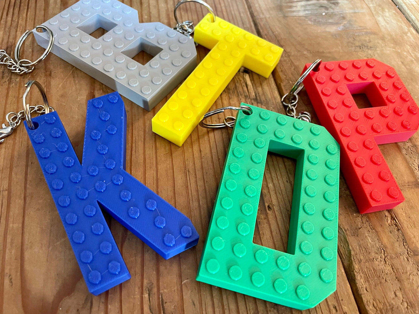 Personalized Building Block Letter Keychains | Back to School | Keychain for Kids | Medium Brick Letters