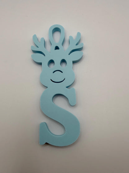 Personalized Christmas Initial Ornament, 3D Printed Character Letter Ornament, Custom Family Name Gift, Santa Reindeer Elf Tree Decoration