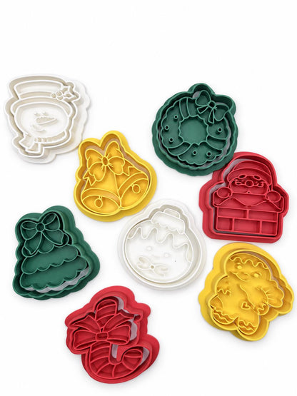 4-Inch Christmas Cookie Cutter Stamp Set, Holiday Baking Cutters, Choose 2, 4, 6 or Complete Set of 8