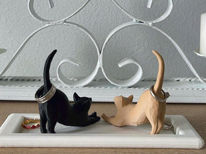 Two Cats Ring Holder Dish | Cat Jewelry Holder Gift
