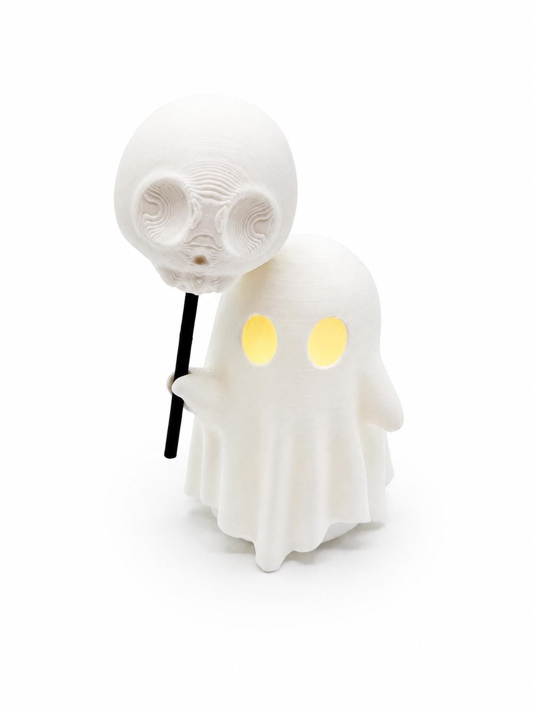 Ghost LED Tea Light Decor – Cute Halloween Ghost with Balloon, Pumpkin, Skull or Cauldron – Glowing Ghost Decoration