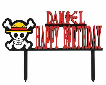 Personalized One Piece-Inspired Cake Topper, Anime Birthday