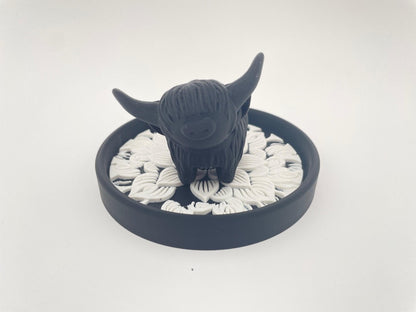 Highland Cow Ring Holder | Floral Wedding Jewelry Dish