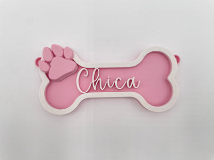 Custom Dog Crate Sign | 3D Printed Bone Puppy Tag