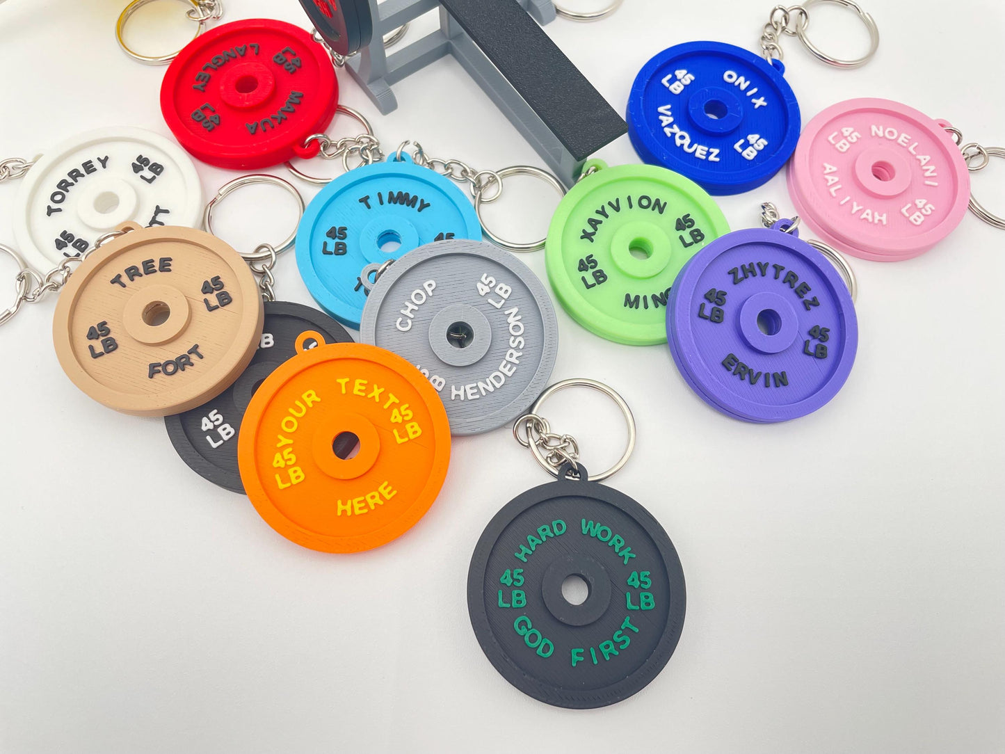 Personalized 45 LB Weight Plate Keychain | Custom Name | Gym Accessory | Weightlifting Keyring | Crossfit Gift | Fitness | Powerlifting