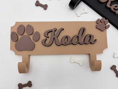 Personalized Dog Leash Holder | Puppy Wall Decor