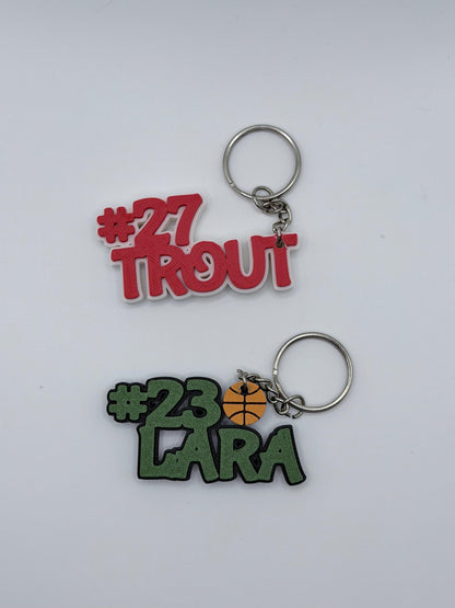 Personalized Sports Name Sign | Jersey Number Keychain