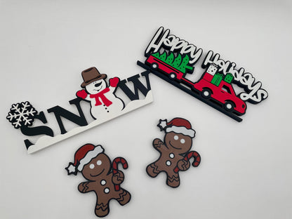 Gingerbread & Snowman Christmas Decor Set, Holiday Display