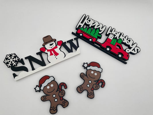Gingerbread & Snowman Christmas Decor Set, Holiday Display