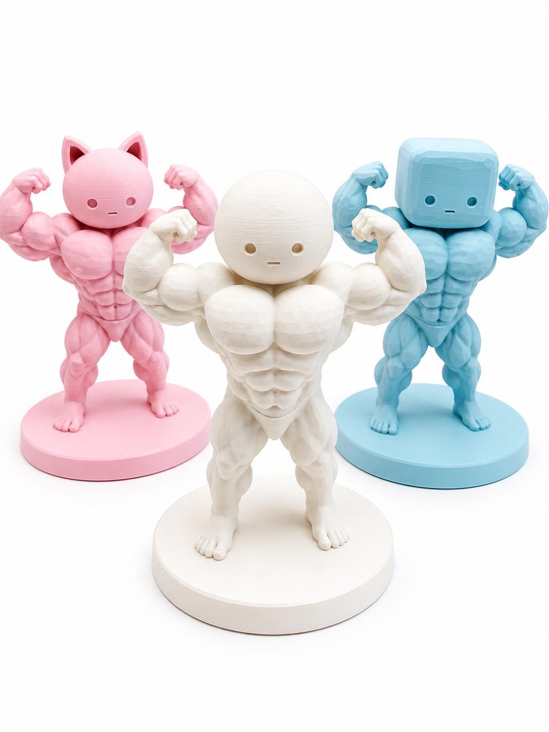 Buff Muscle Figure, Desk Decor, Cute Bodybuilder Collectible, Kawaii Desk Toy, Funny Gym Gift, Glow Option Available