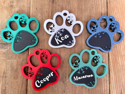 Personalized Dog Paw Christmas Ornament | Pet Memorial Gift