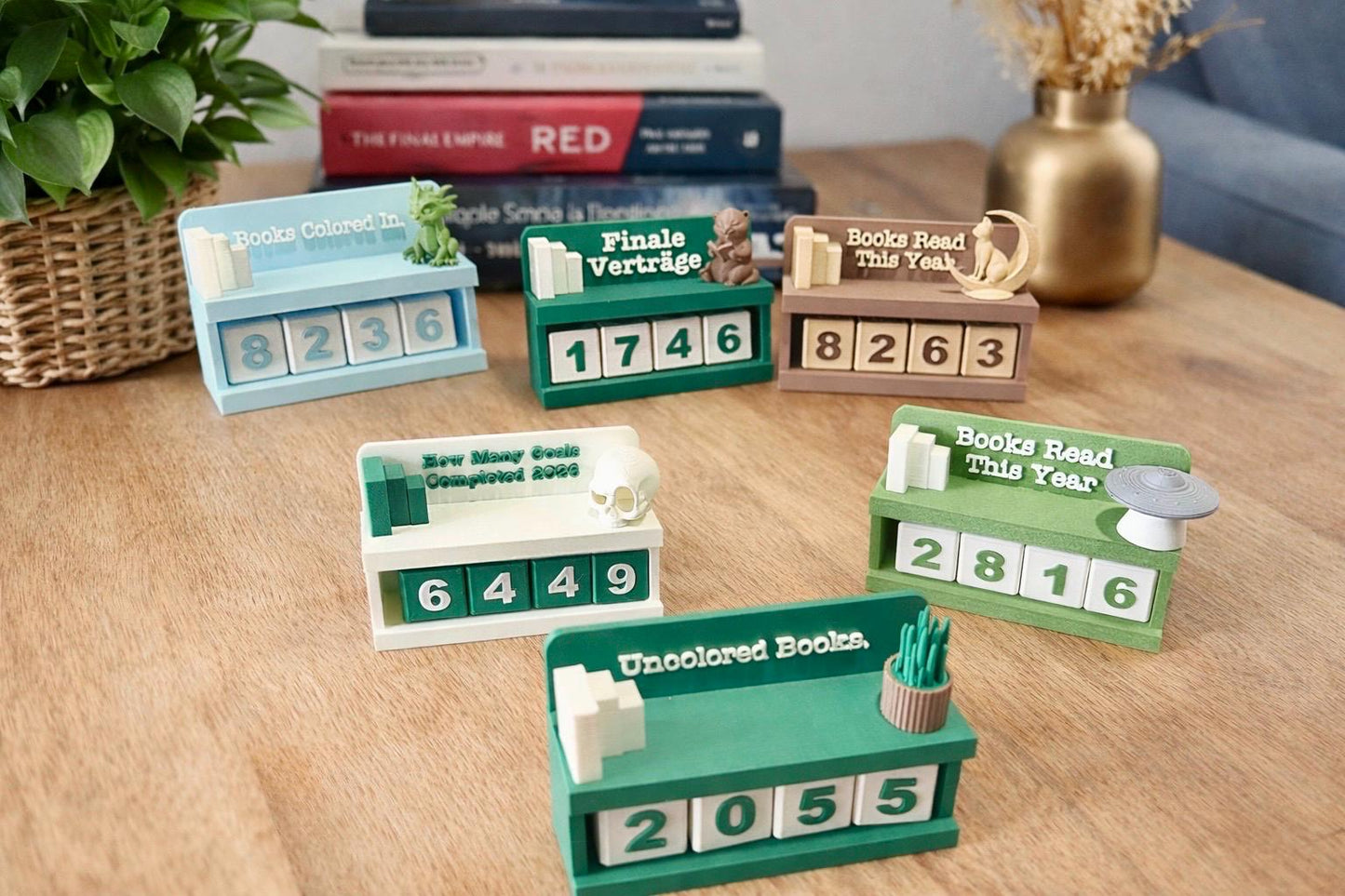 Books Read Tracker, 3D Printed Reading Goal Counter, Custom Book Lover Gift, Bookshelf Decor, Reading Challenge Display