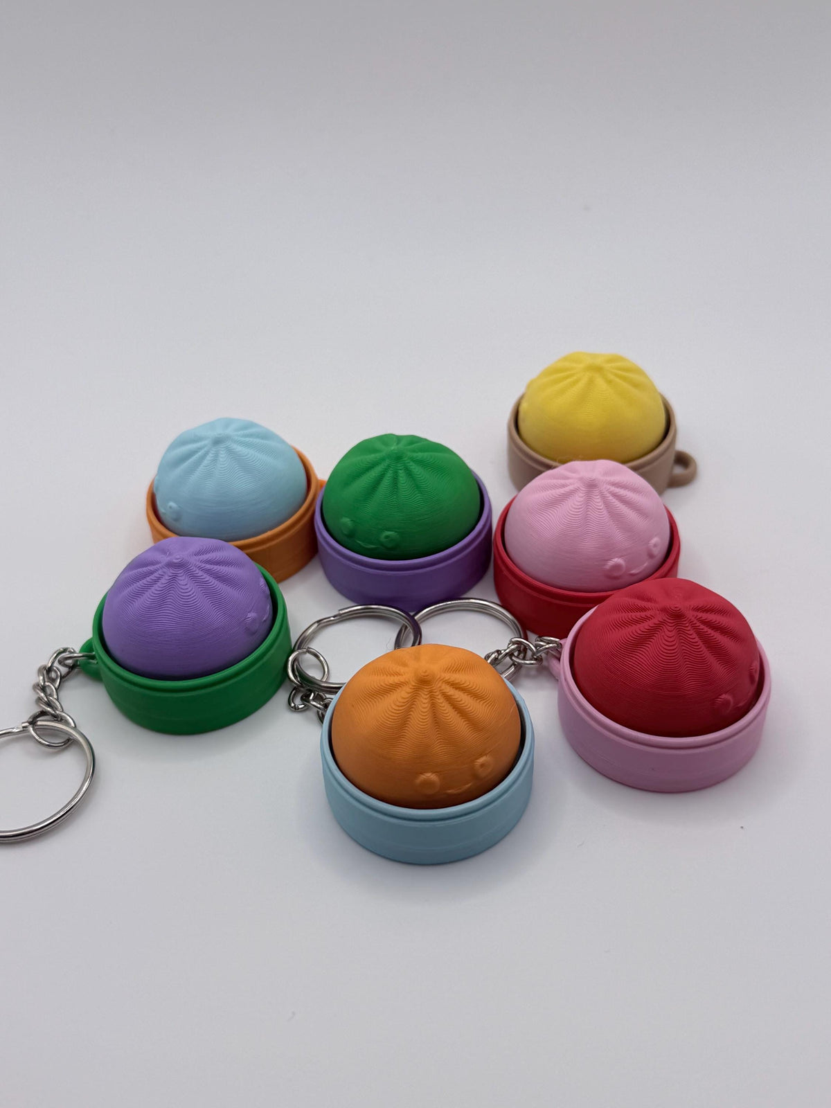Dumpling Clicker Keychain, Cute 3D Printed Fidget Toy, Kawaii Stress Relief Keychain, Party Favor, Classroom Prize, Bulk Gift
