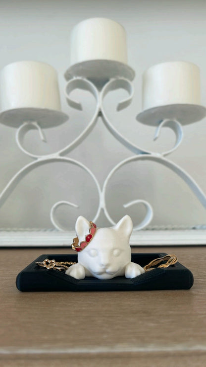 3D Printed Cat Ring Holder | Customizable Jewelry Dish