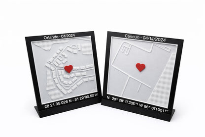 Custom 3D Map Plaque | Personalized Coordinates Anniversary Gift