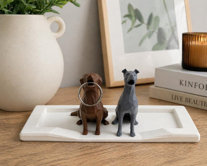 Couple Dog Ring Holder Set, His & Hers Engagement Gift