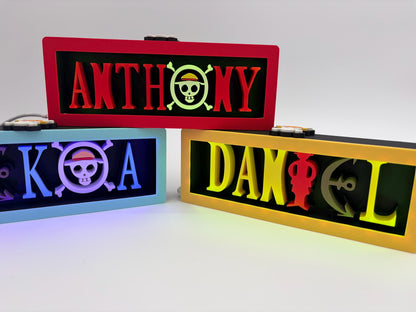 Custom Pirate Anime Name Lightbox | Personalized Desk Decor