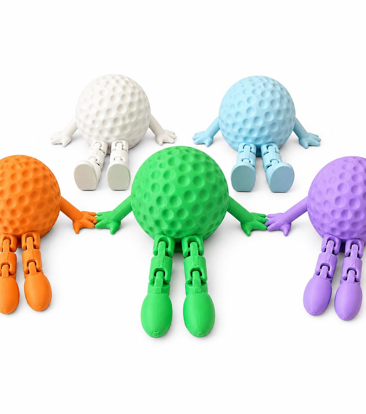 Articulated Golf Ball Buddy, 3D Printed Desk Toy for Lovers