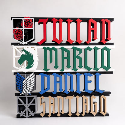 Custom Anime Style Name Sign, Gothic Gamer Desk Decor