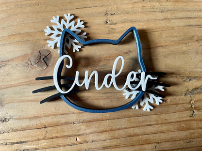 Personalized Cat Christmas Ornament | Custom Name, 3D Printed
