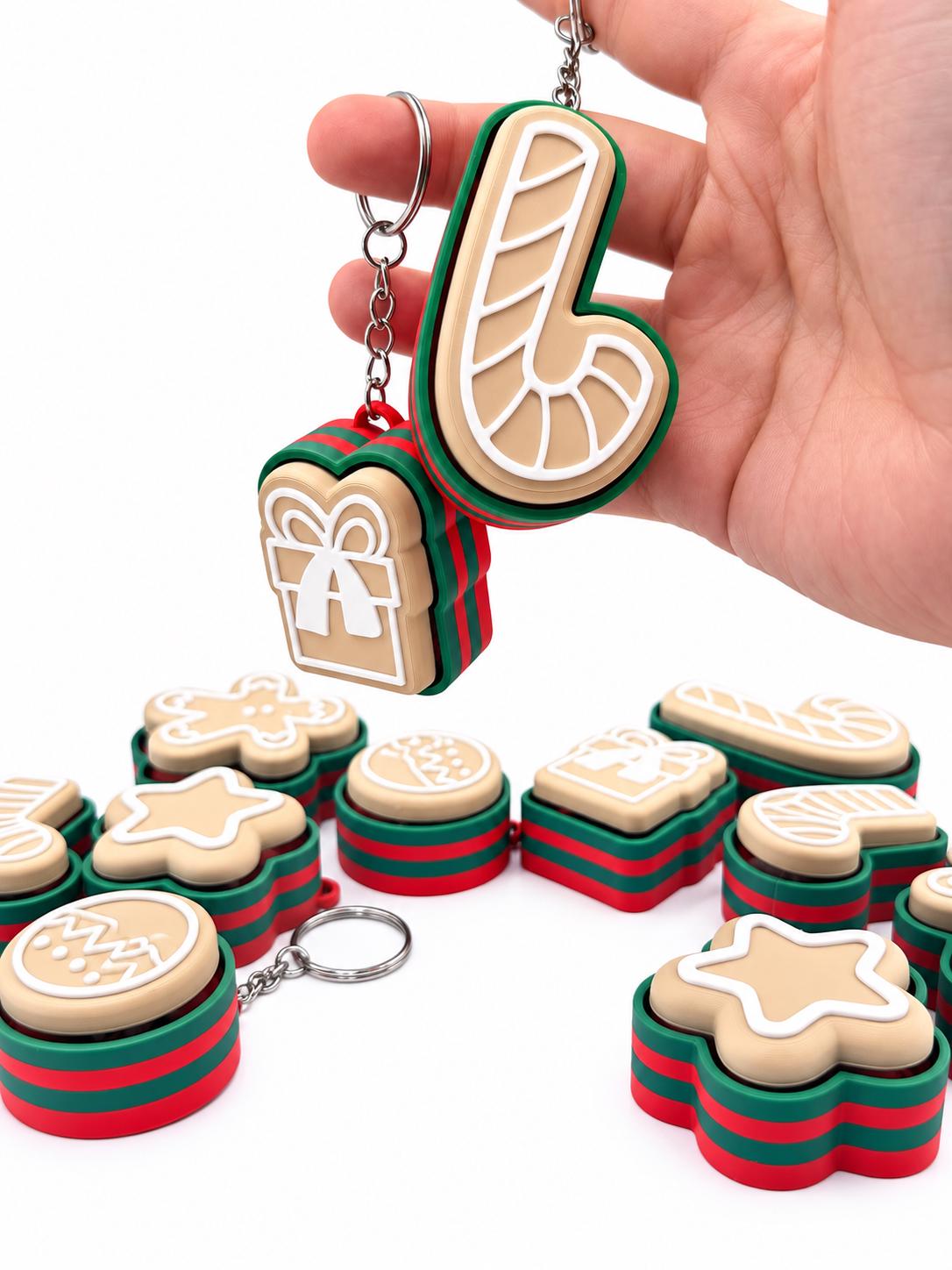 Christmas Cookie Keychains Bulk, 3D Printed Holiday Keychain, Christmas Party Favors, Stocking Stuffers, Classroom Gifts, Set of 6+