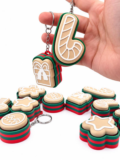 Christmas Cookie Keychains Bulk, 3D Printed Holiday Keychain, Christmas Party Favors, Stocking Stuffers, Classroom Gifts, Set of 6+