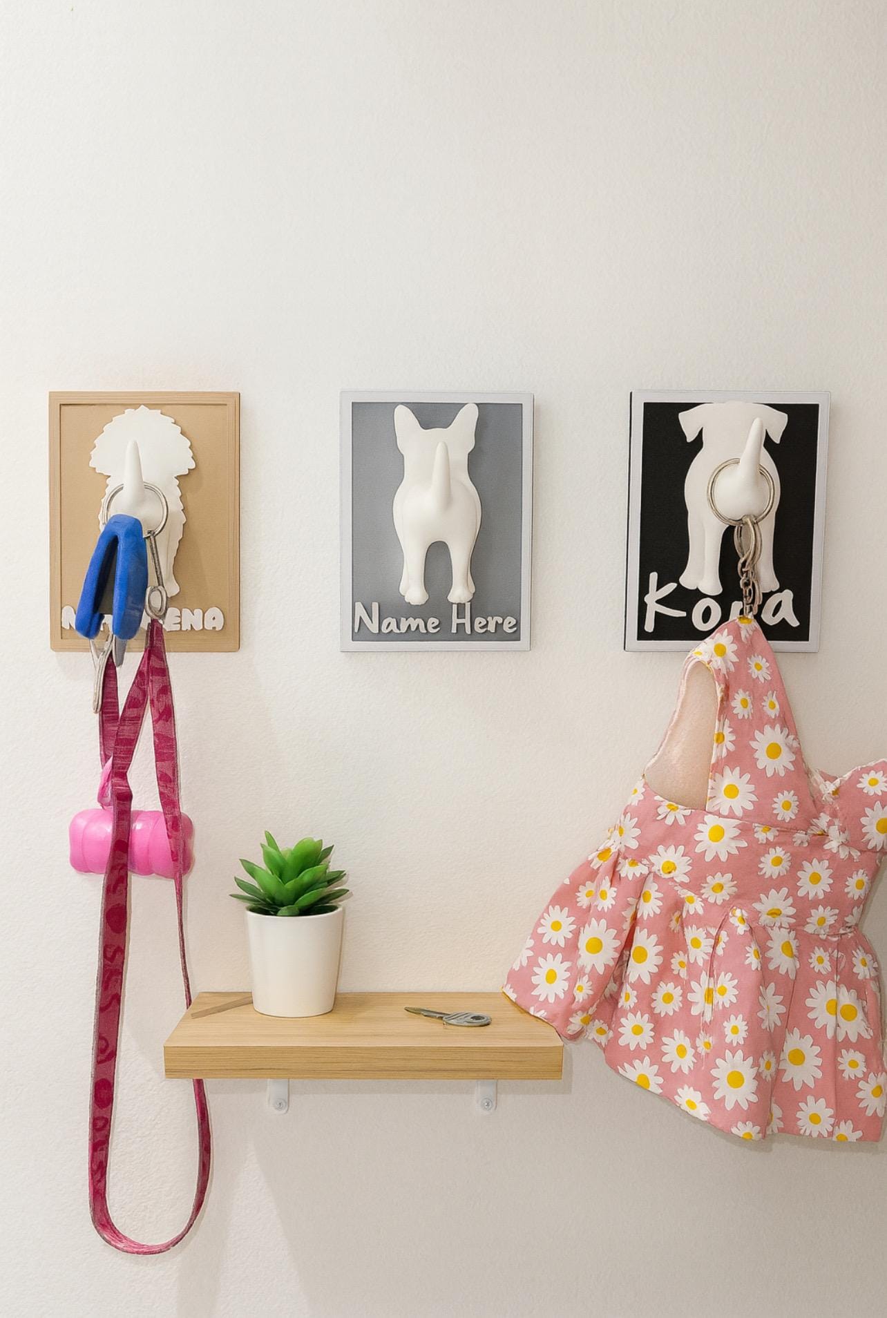 Personalized Dog Leash Holder, Custom Pet Breed Wall Decor