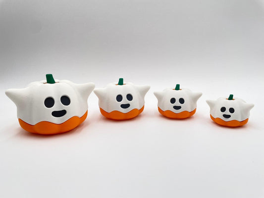 3D Printed Ghost Pumpkin Figurine, Halloween Decor