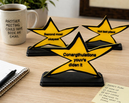 Funny Custom Gold Star Trophy | Personalized Office Award
