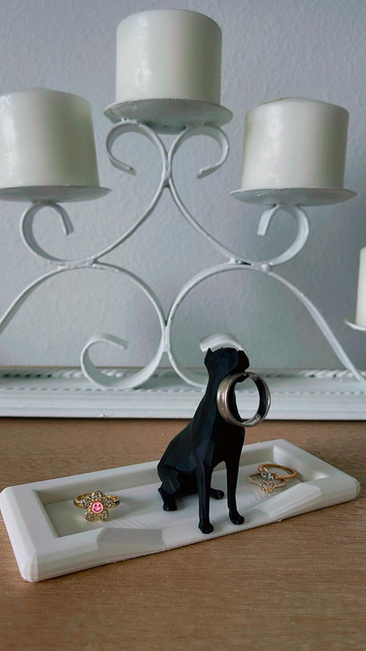Pit Bull Ring Holder with Dish | Dog Lover Gift