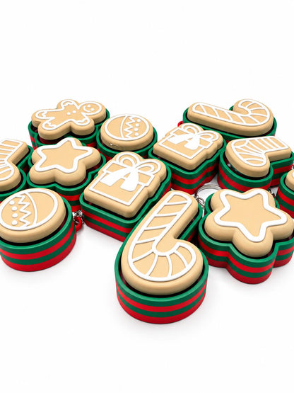 Christmas Cookie Keychains Bulk, 3D Printed Holiday Keychain, Christmas Party Favors, Stocking Stuffers, Classroom Gifts, Set of 6+